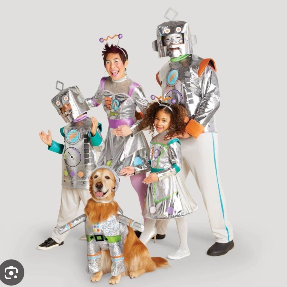 Silver Robot Family Costume Set